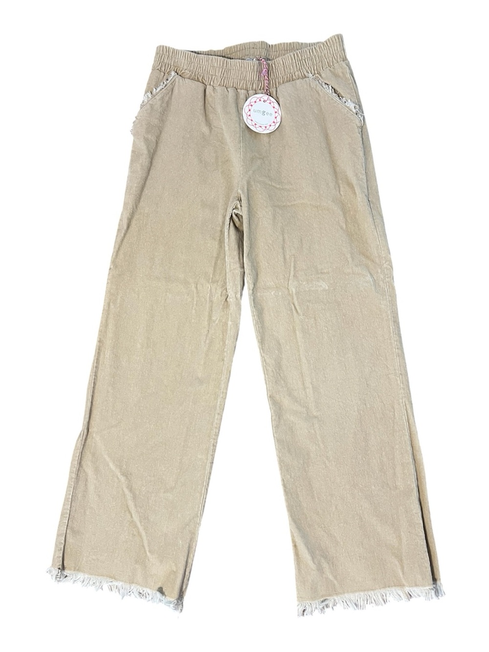NEW UMGEE corduroy wide leg pant with elastic waist in tan Sz M